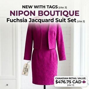 Host Pick🎉NIPON BOUTIQUE Magenta Jacquard Sheath Dress & Matching Jacket Set